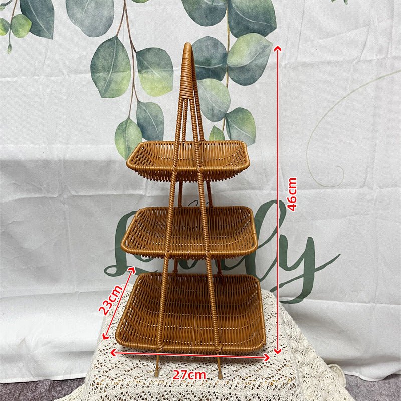 Vintage Multi-Tier Imitation Rattan Basket (27 cm) - Image 8