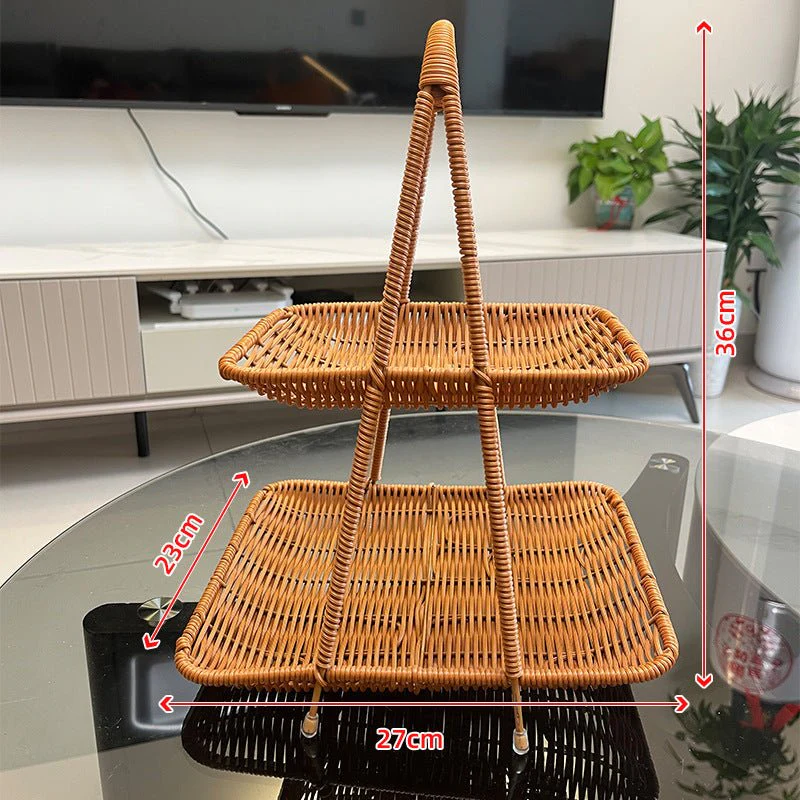 Vintage Multi-Tier Imitation Rattan Basket (27 cm) - Image 9