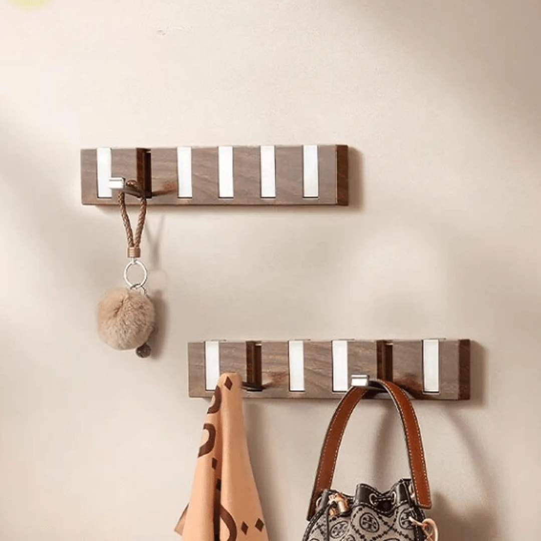 Wall-Mount Folding Fall Hooks with 6 Hooks, Drill Free - Image 4