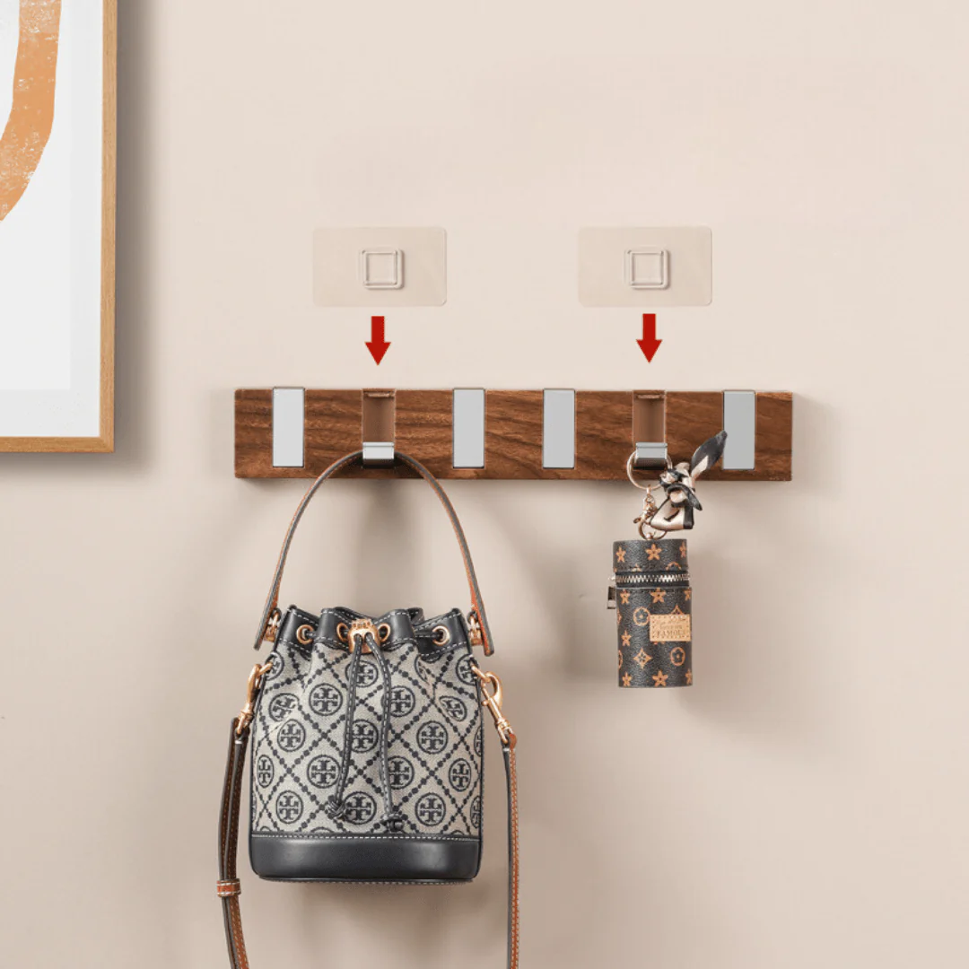 Wall-Mount Folding Fall Hooks with 6 Hooks, Drill Free - Image 5