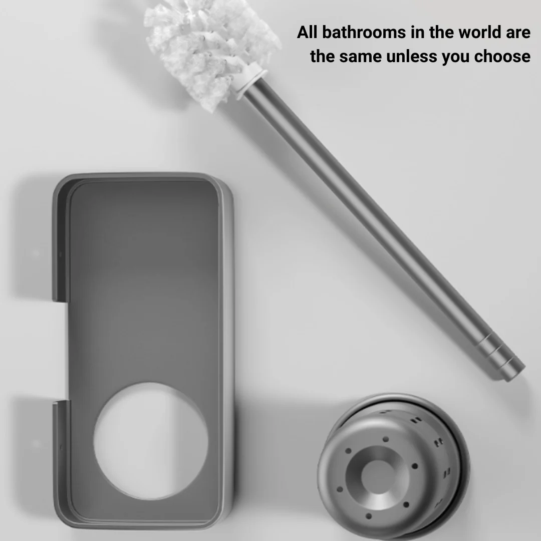 Wall-Mounted Aluminum Toilet Brush Holder with Storage Rack - Image 4