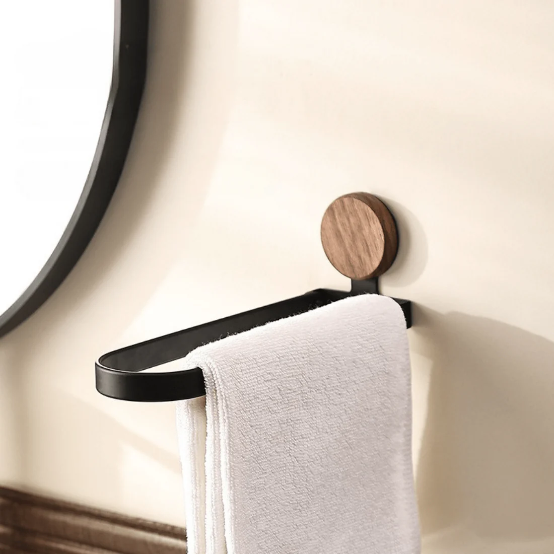 Wall-Mounted Black Foldable Hand Towel Rack - Image 2