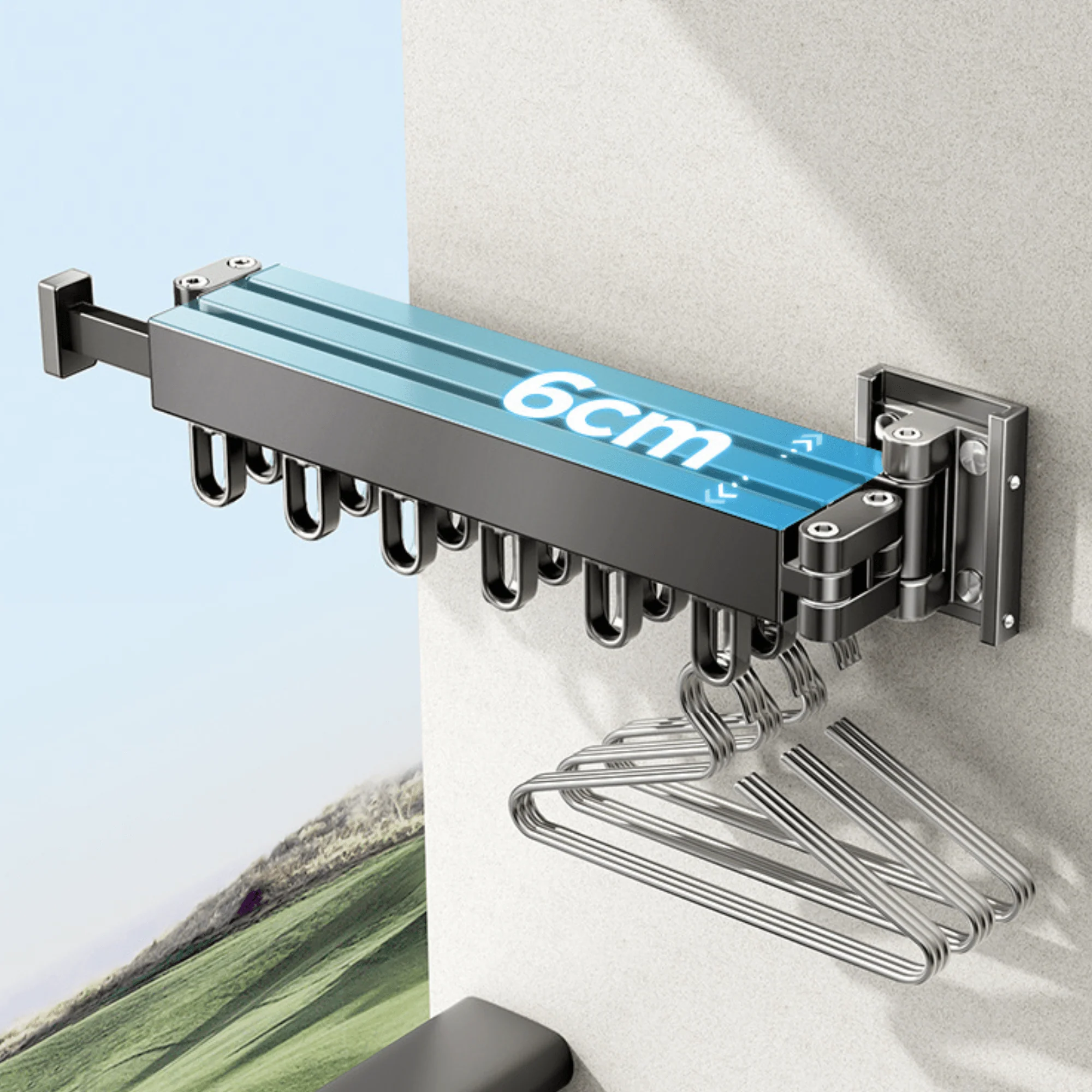 Wall-Mounted Foldable Aluminum Clothes Drying Hanger - Image 3