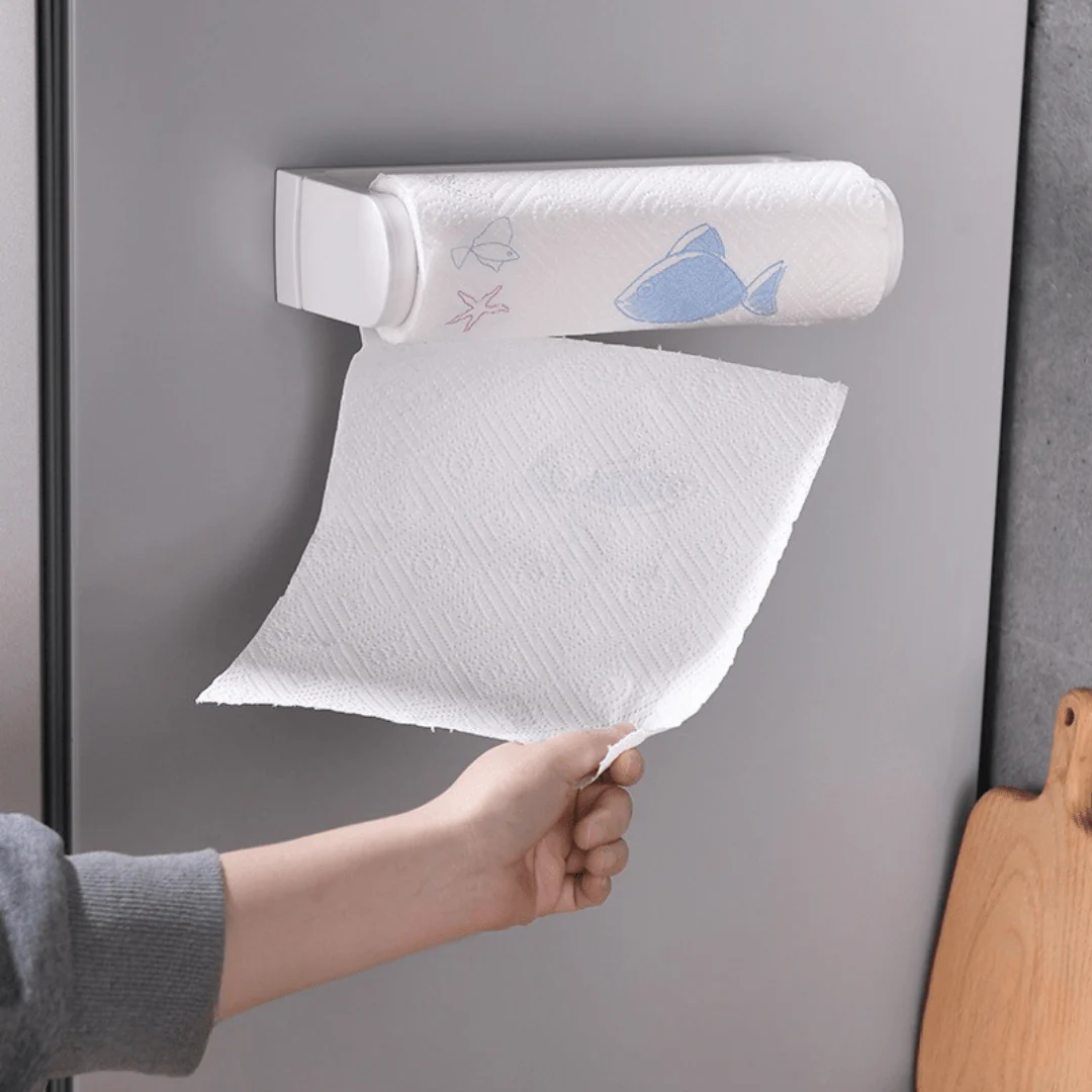 Wall-Mounted Kitchen Adhesive Paper Storage Rack - Image 2