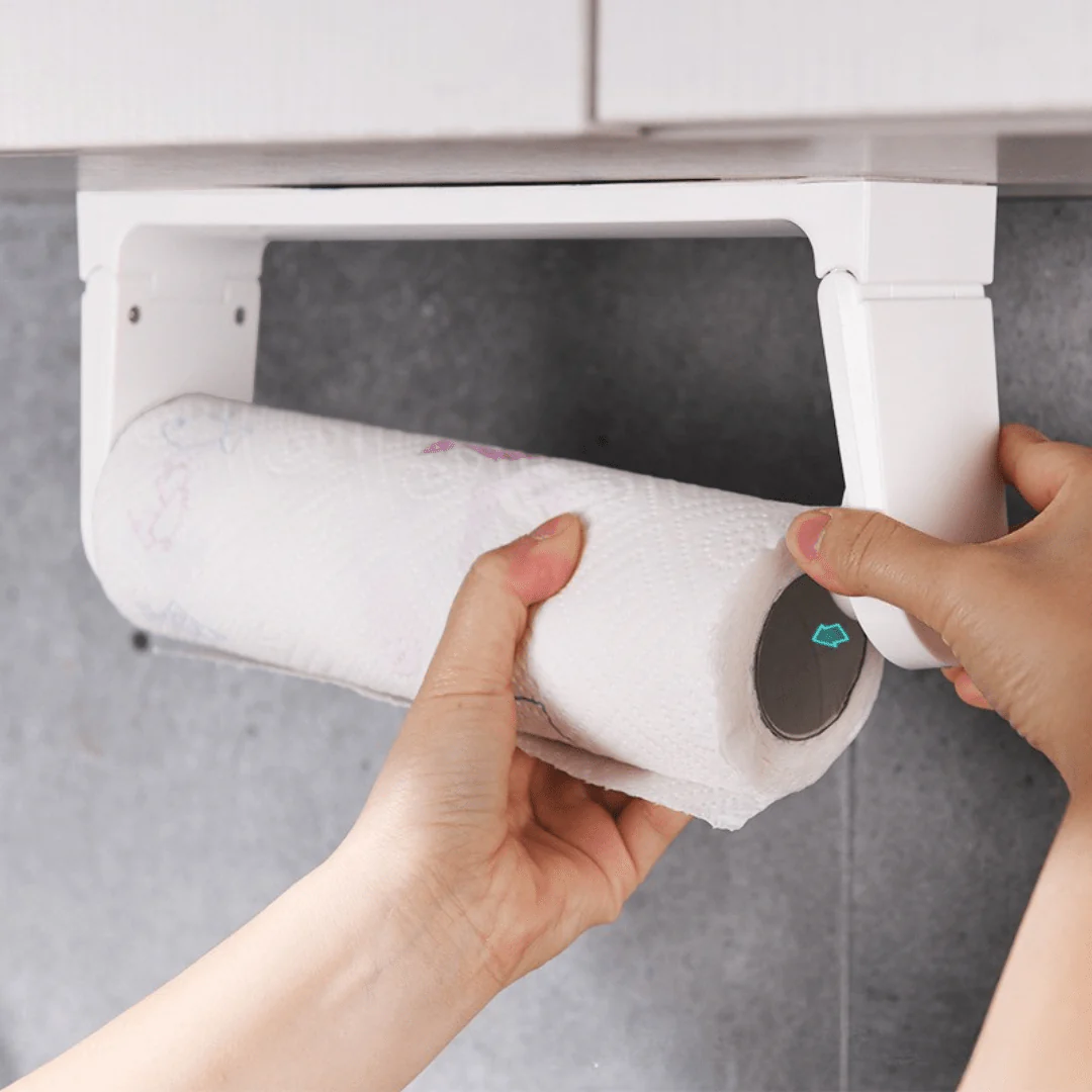 Wall-Mounted Kitchen Adhesive Paper Storage Rack - Image 3