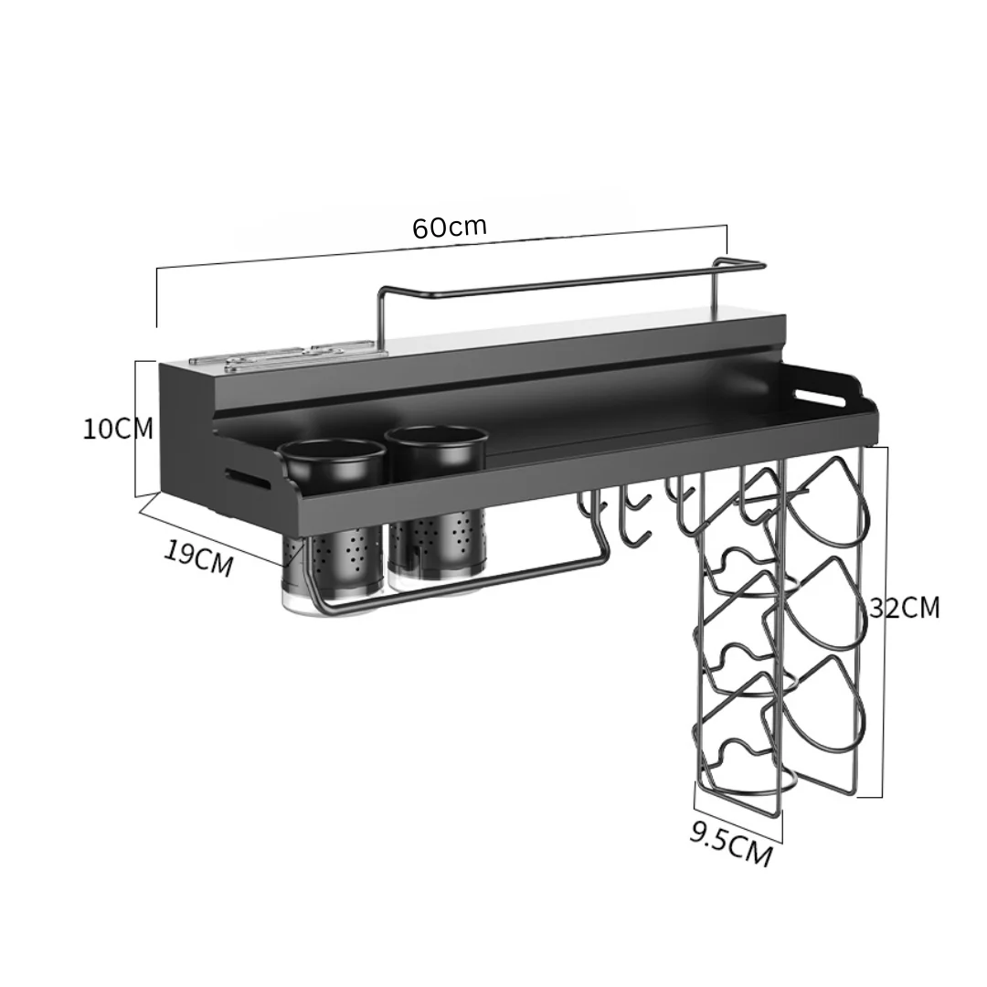 Wall-Mounted Multifunctional Stainless Steel Kitchen Storage Organizer (60cm) - Image 7
