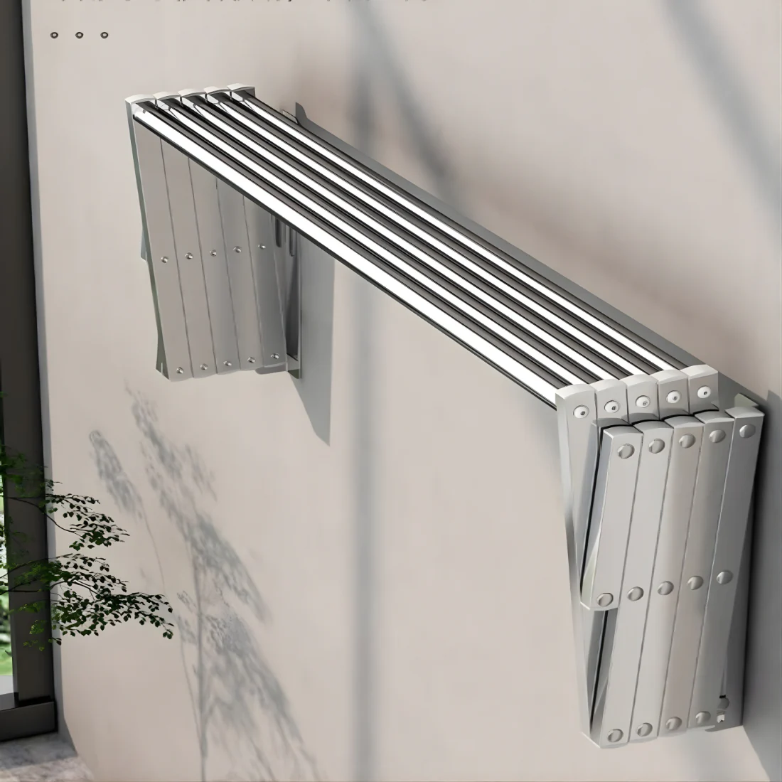 Wall-Mounted Retractable Stainless Steel Drying Rack - Image 2