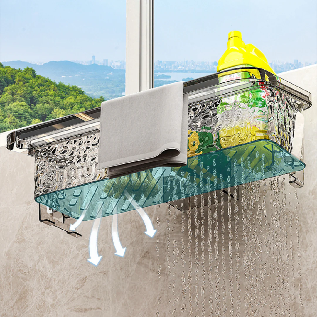 Wall-Mounted Suction-Cup Kitchen Sink Draining Storage Rack - Image 3