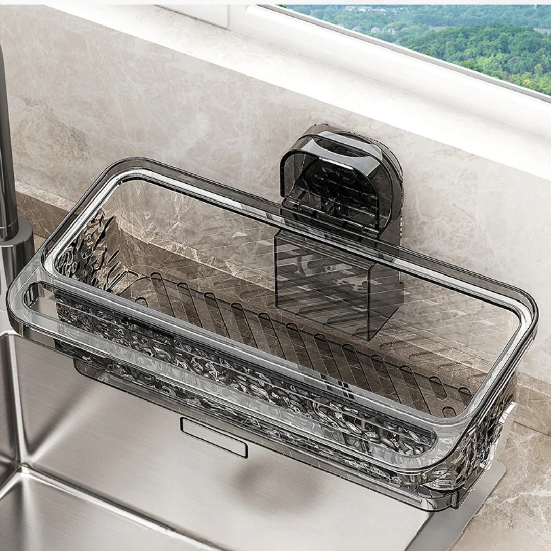 Wall-Mounted Suction-Cup Kitchen Sink Draining Storage Rack - Image 5