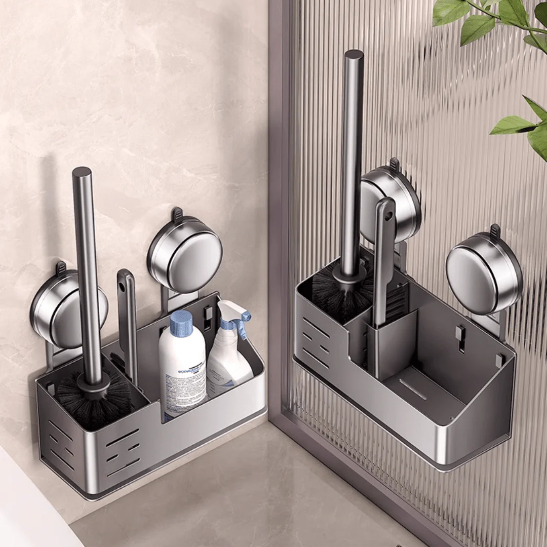 Wall-Mounted Suction Cup Toilet Brush with Storage Holder - Image 2