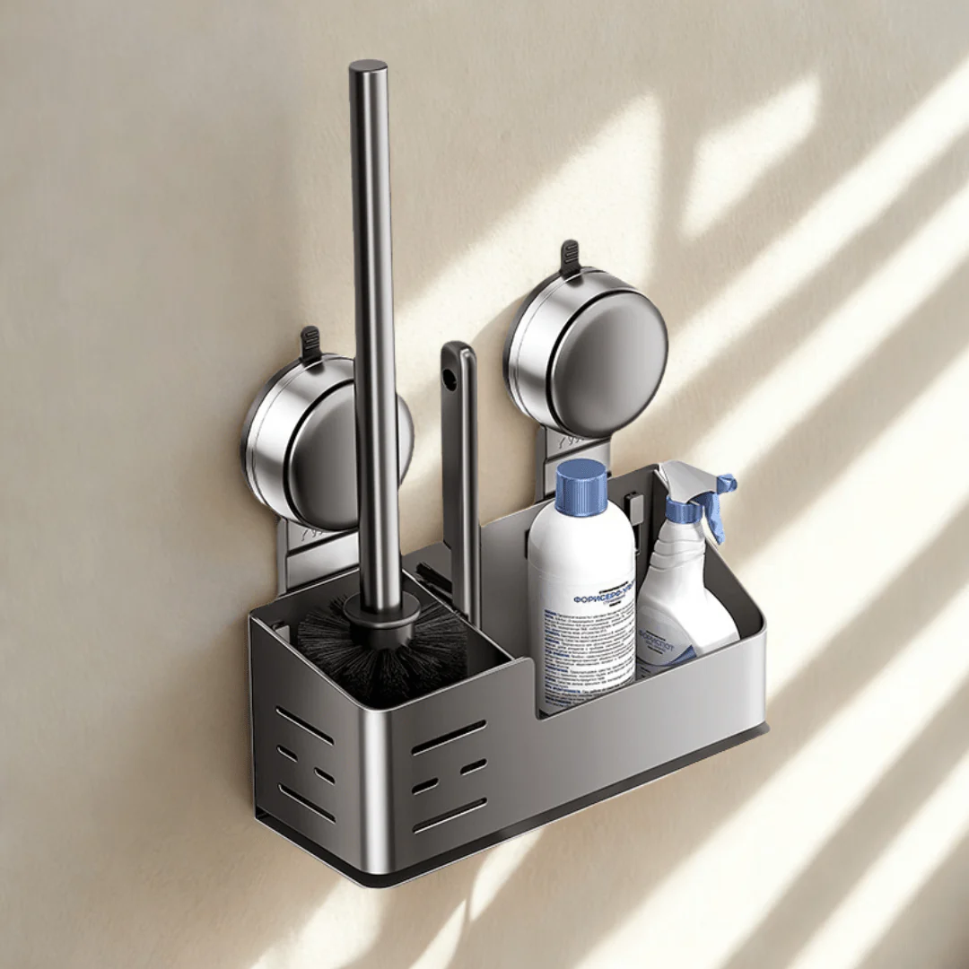 Wall-Mounted Suction Cup Toilet Brush with Storage Holder - Image 3