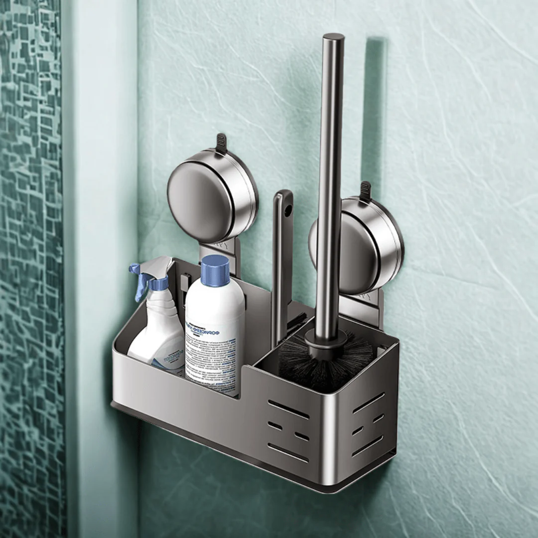 Wall-Mounted Suction Cup Toilet Brush with Storage Holder - Image 5