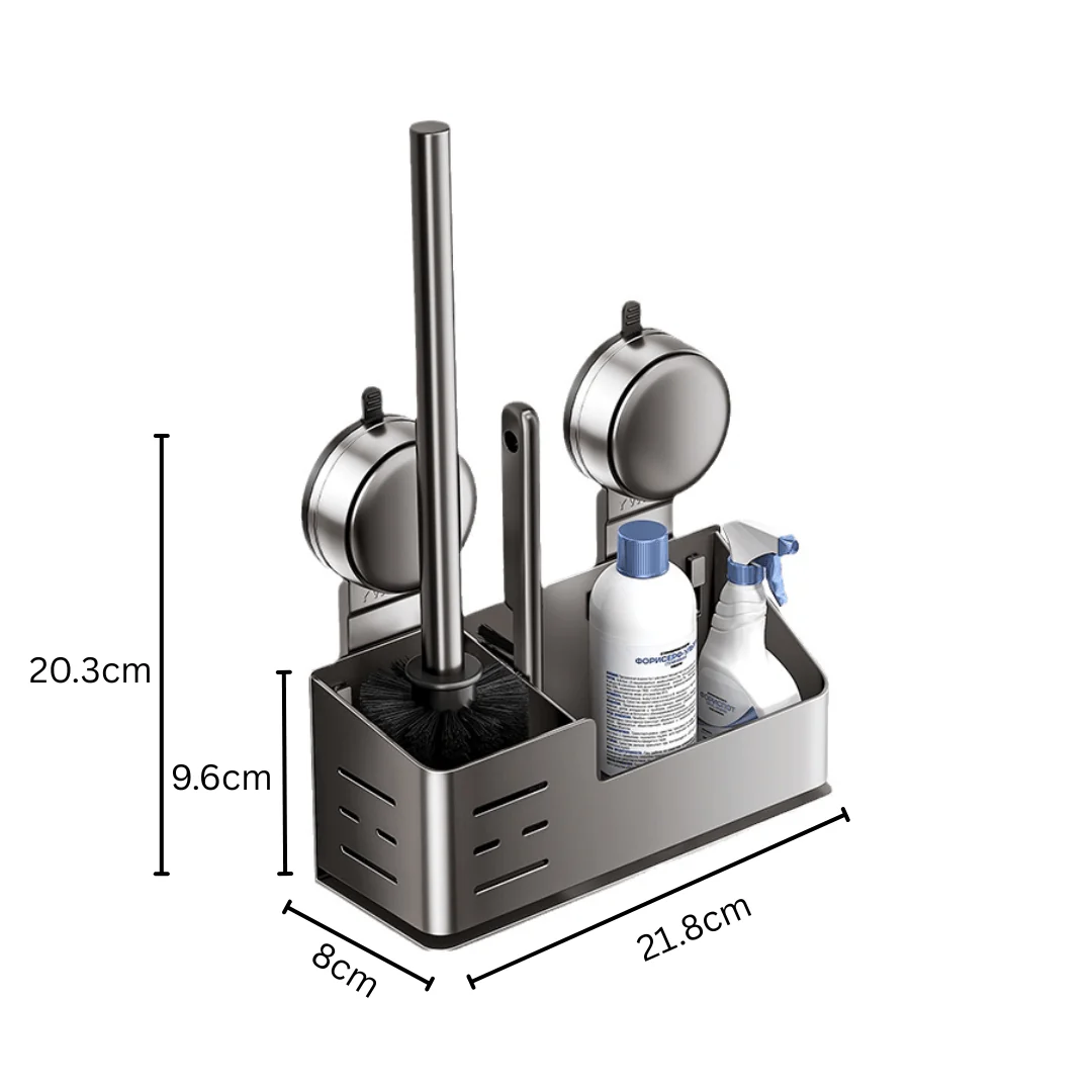 Wall-Mounted Suction Cup Toilet Brush with Storage Holder - Image 6