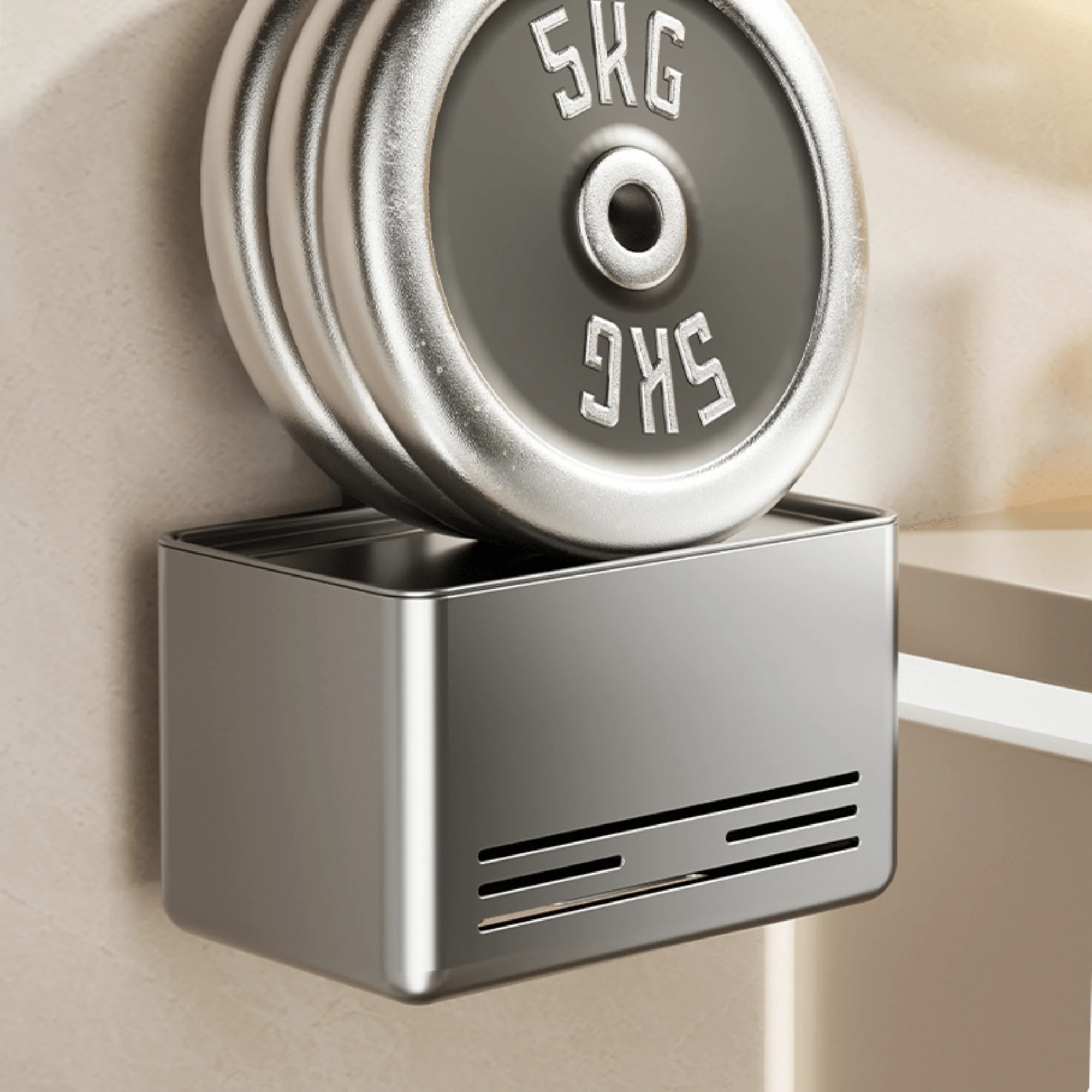 Wall-Mounted Suction Cup Toilet Tissue Box with Storage Shelf - Image 4