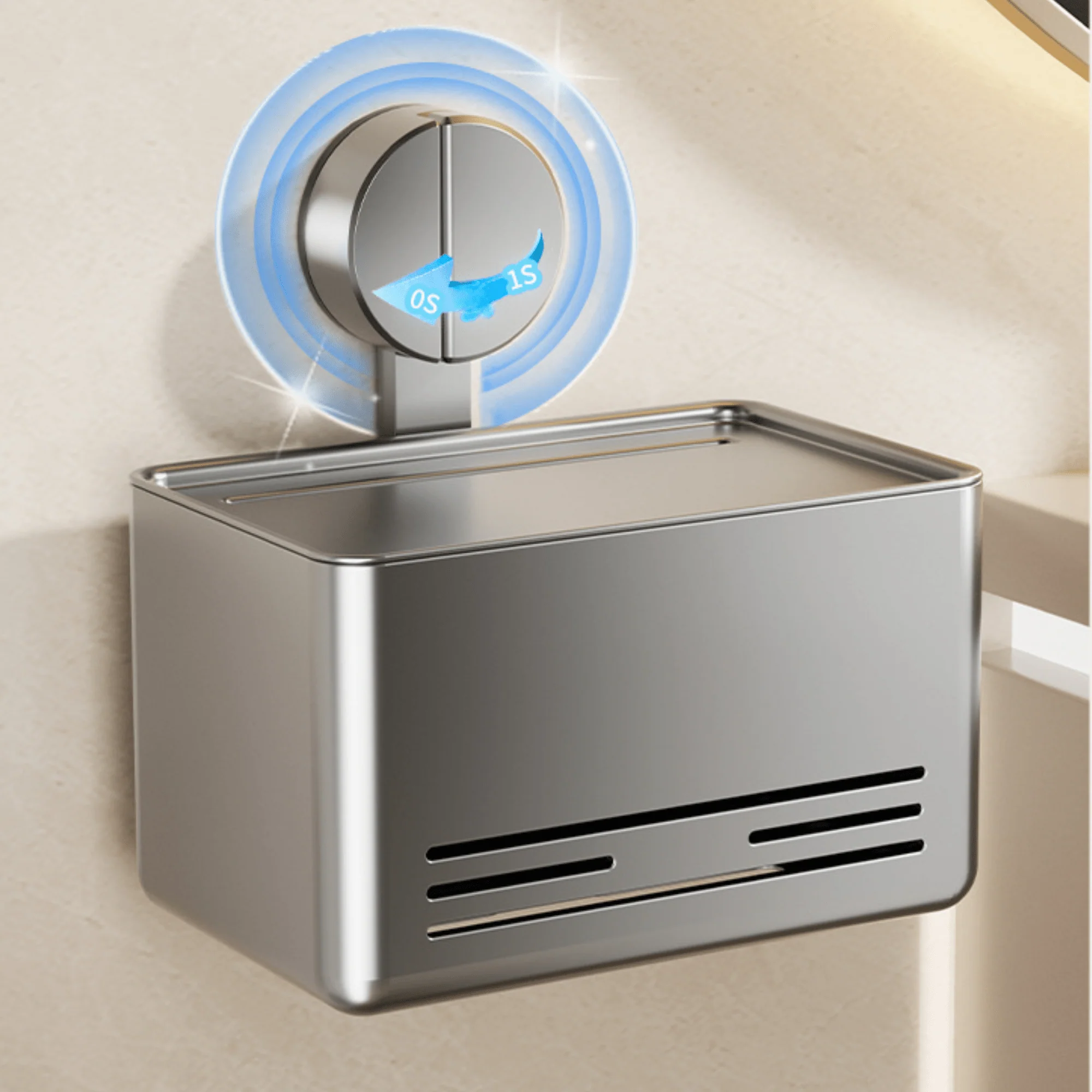 Wall-Mounted Suction Cup Toilet Tissue Box with Storage Shelf - Image 5