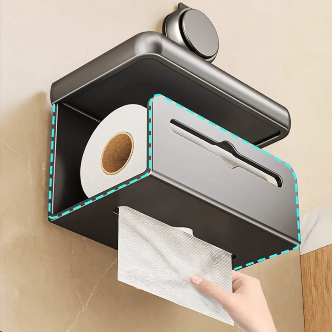 Wall-Mounted Toilet Paper Box with Removable Suction Cup - Image 2