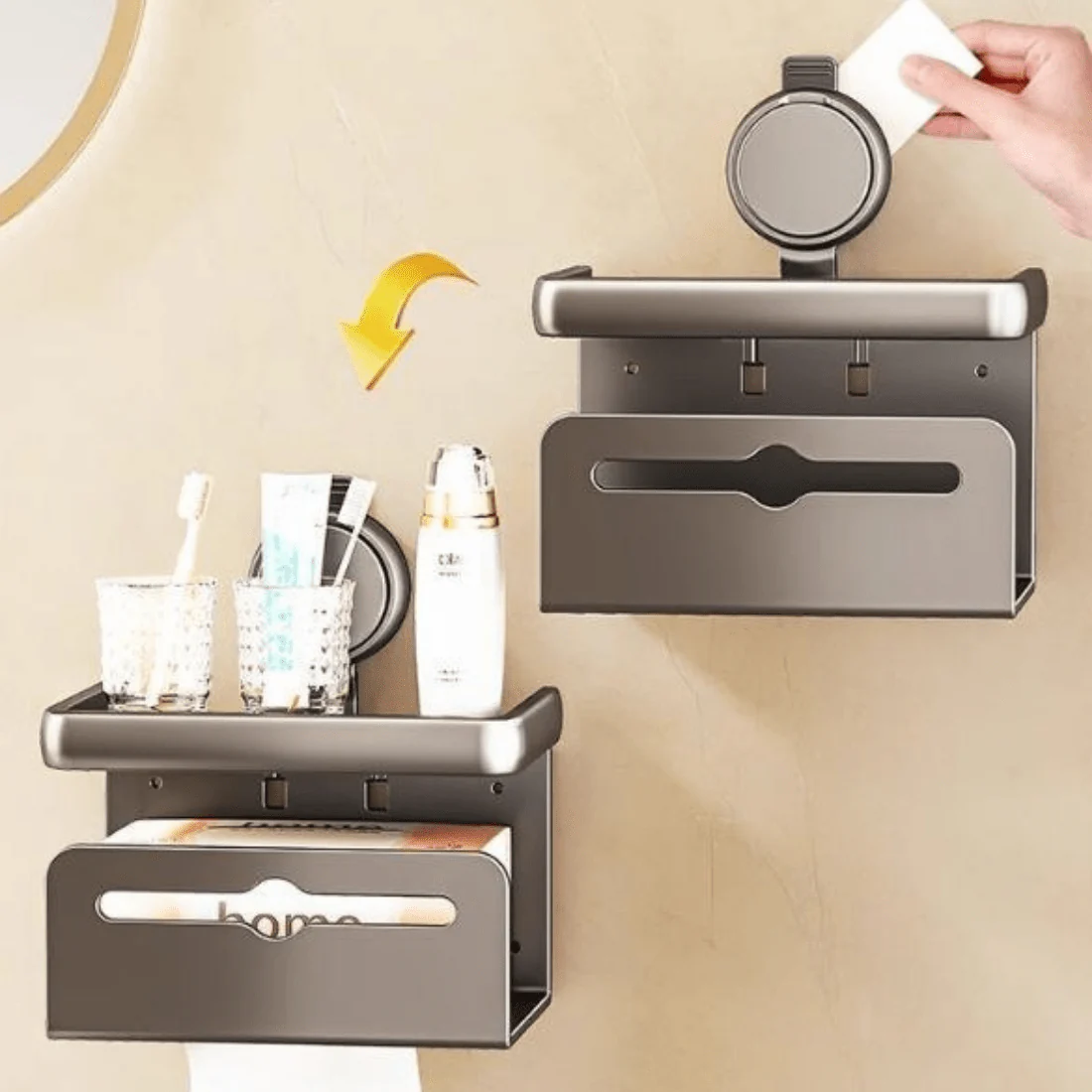 Wall-Mounted Toilet Paper Box with Removable Suction Cup - Image 3