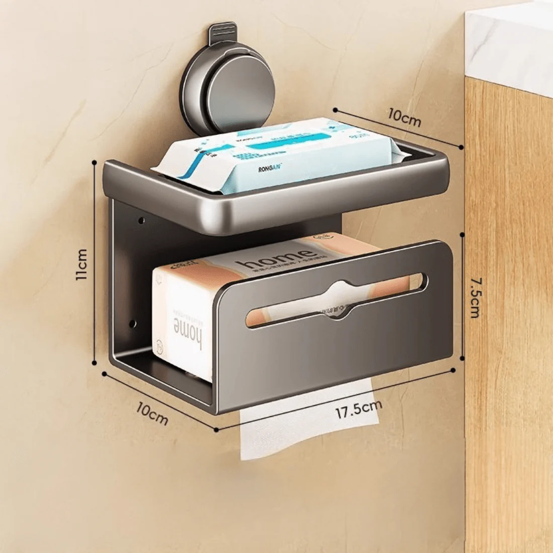 Wall-Mounted Toilet Paper Box with Removable Suction Cup - Image 6