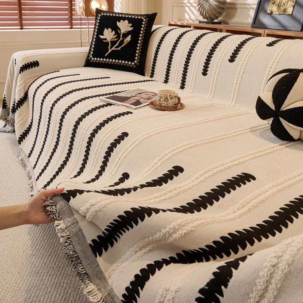White Elegance Chenille Sofa Cover : [EM-SC-47] - Image 4